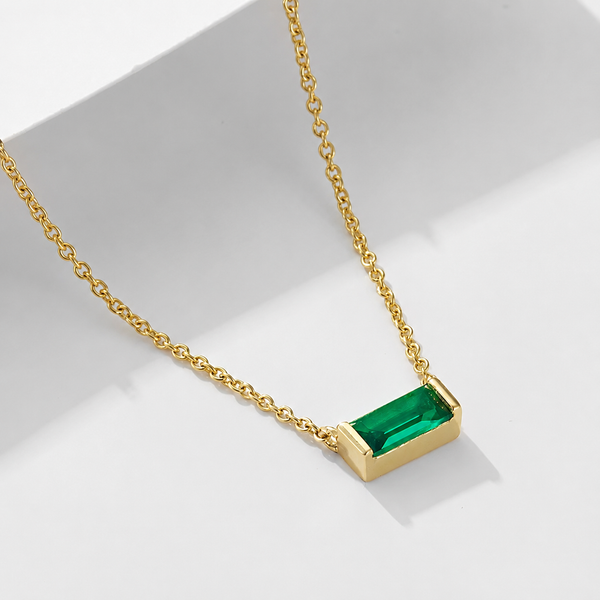 May Birthstone Prism Pendant Necklace