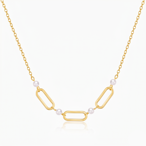 Ellipse Pearl Link Necklace