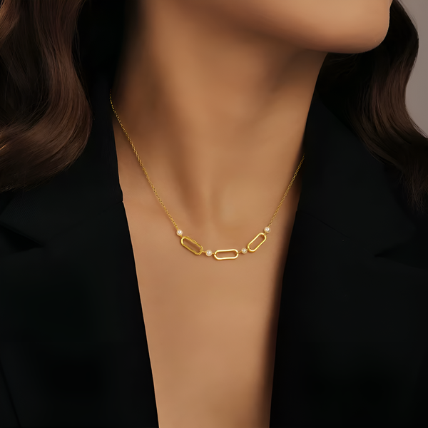 Ellipse Pearl Link Necklace