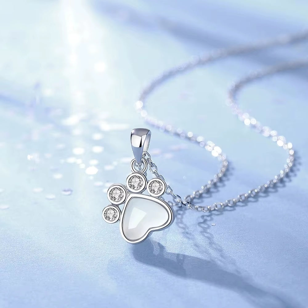 Fashion Jewelry 925 Sterling Silver Elegant Cat'S Paw Pendant Necklace for Women Factory Wholesale 925 Silver Jewelry