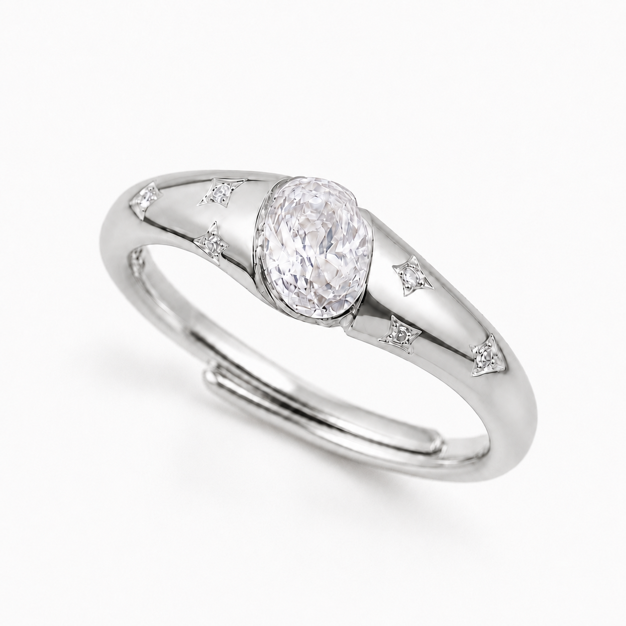 (SIlver — Rhodium Plated)