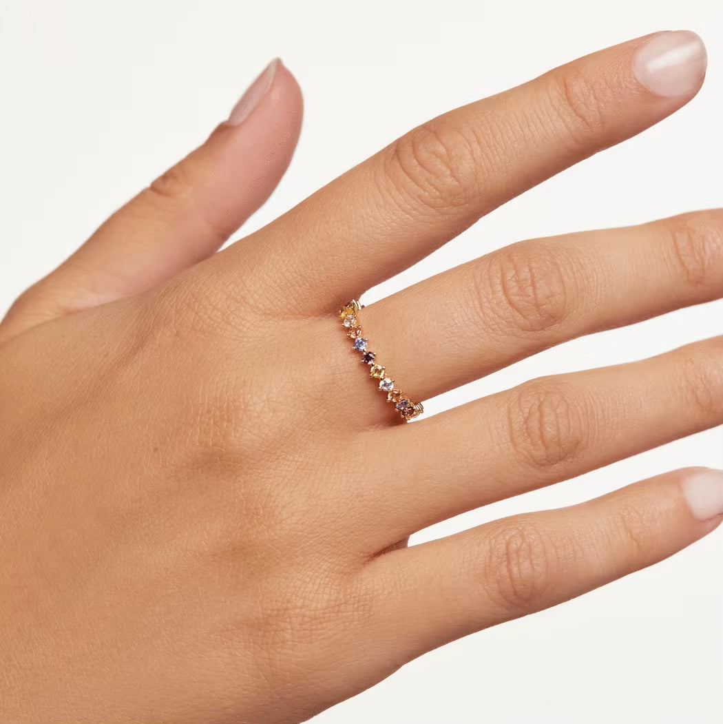 Wholesale 925 Silver Rings Jewelry Women 18K Gold Plated 925 Sterling Silver Luxury Colorful Zircon Diamond Rings
