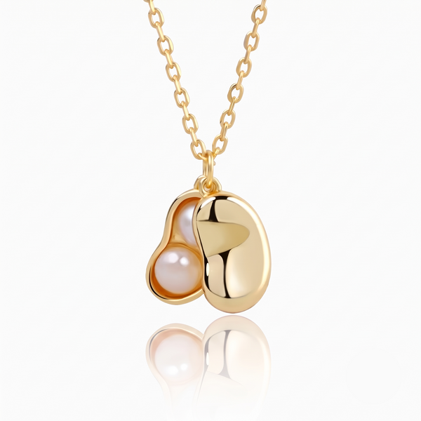White Pearl Pea Pod Pendant Necklace
